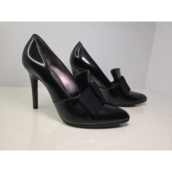 Lanvin Luxury Black Patent Leather Pump With Ribbon Details EU 37.5 NWOB - Picture 4 of 16